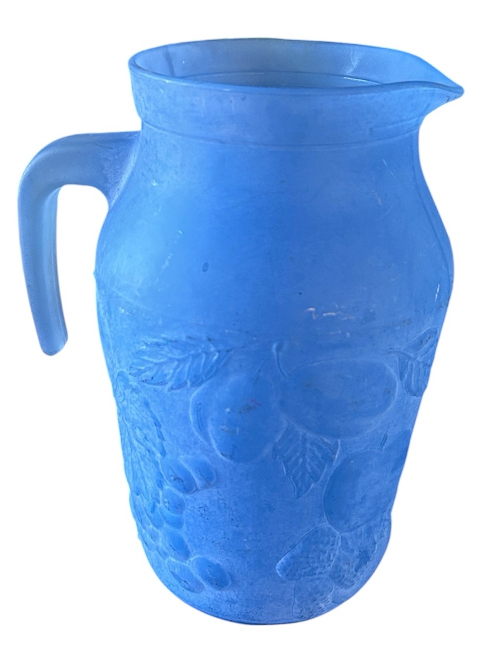 Vintage Cerve Italy Frosted Blue Fruit Pitcher 8 Inch Plastic Water Jug